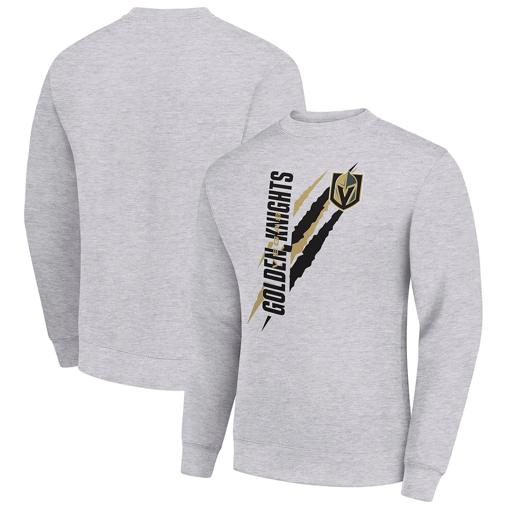 Men's Starter Heather Gray Vegas Golden Knights Color Scratch Pullover Sweatshirt