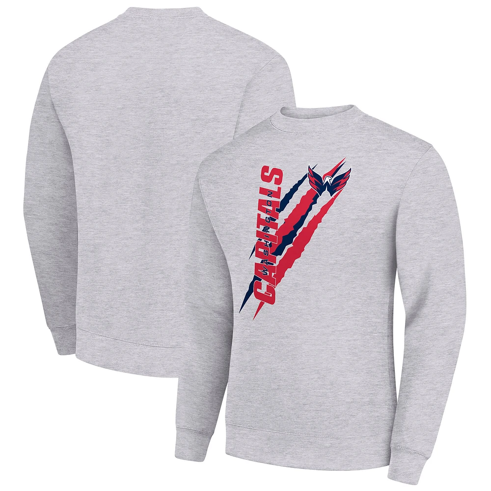 Men's Starter Heather Gray Washington Capitals Color Scratch Pullover Sweatshirt