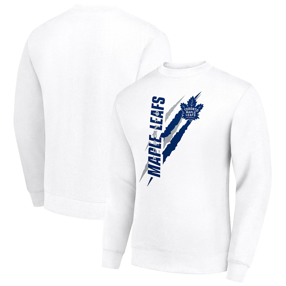 Men's Starter White Toronto Maple Leafs Color Scratch Pullover Sweatshirt