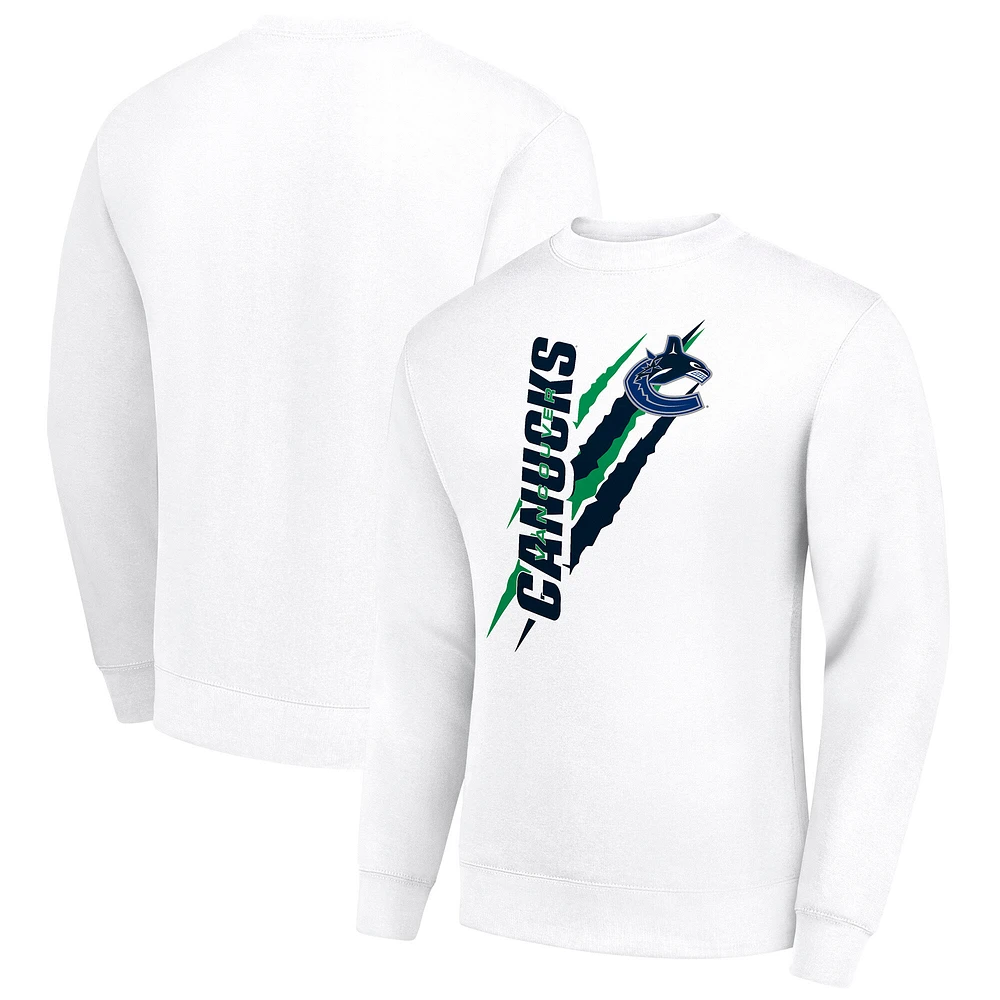 Men's Starter White Vancouver Canucks Color Scratch Pullover Sweatshirt