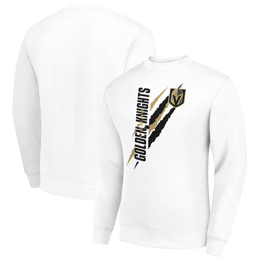 Men's Starter White Vegas Golden Knights Color Scratch Pullover Sweatshirt