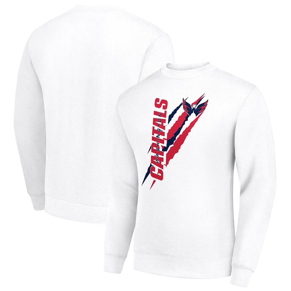 Men's Starter White Washington Capitals Color Scratch Pullover Sweatshirt