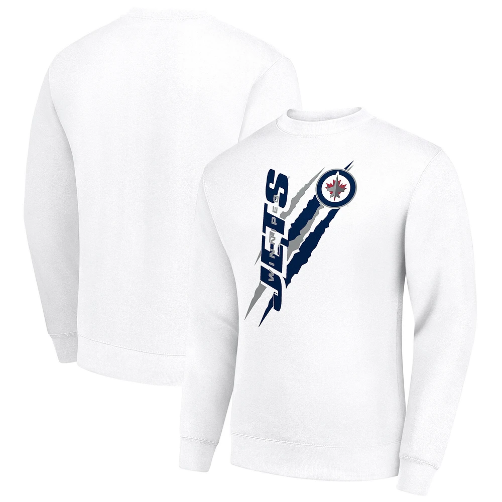Men's Starter White Winnipeg Jets Color Scratch Pullover Sweatshirt