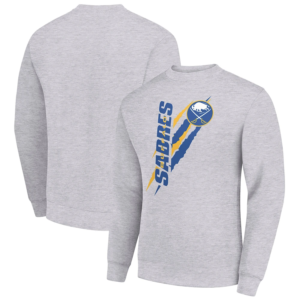 Men's Starter Heather Gray Buffalo Sabres Color Scratch Pullover Sweatshirt