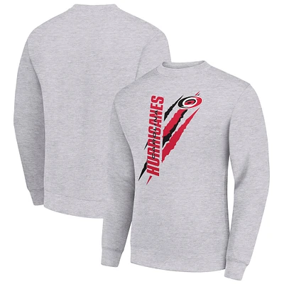 Men's Starter Heather Gray Carolina Hurricanes Color Scratch Pullover Sweatshirt