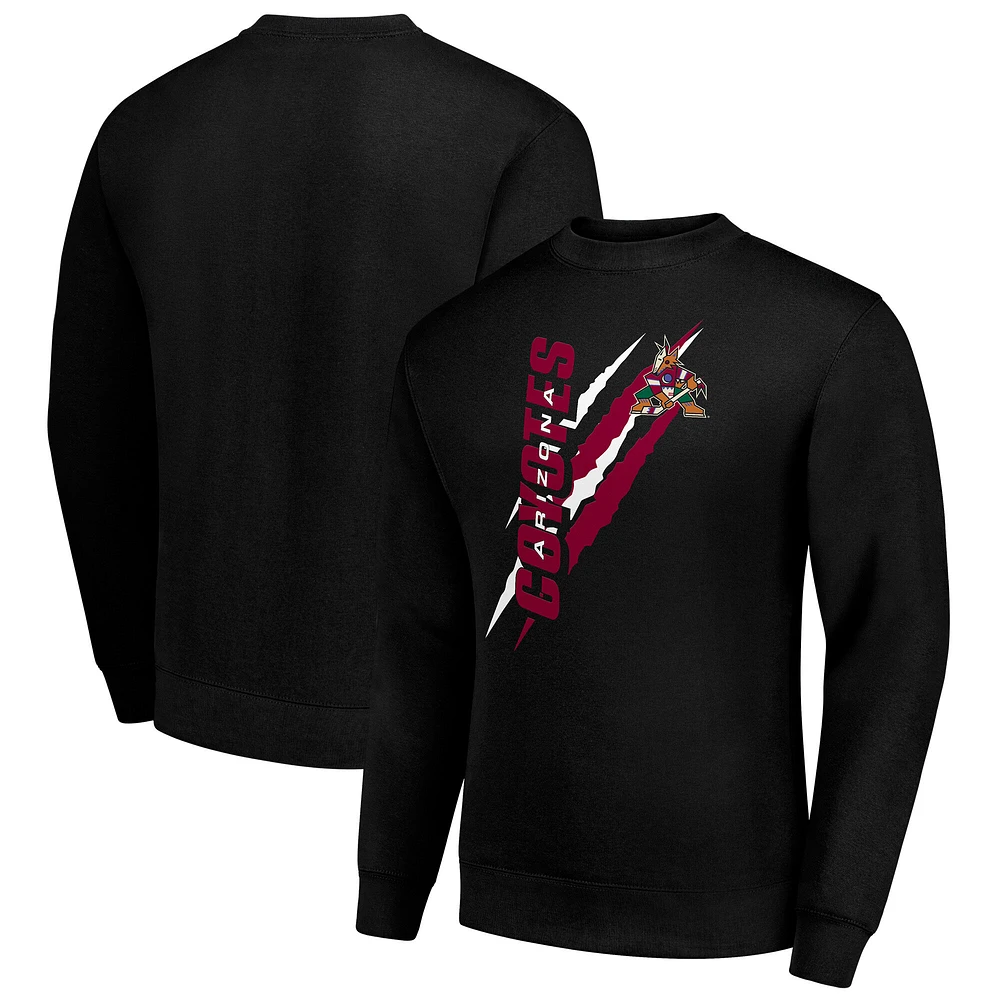 Men's Starter Black Arizona Coyotes Color Scratch Pullover Sweatshirt