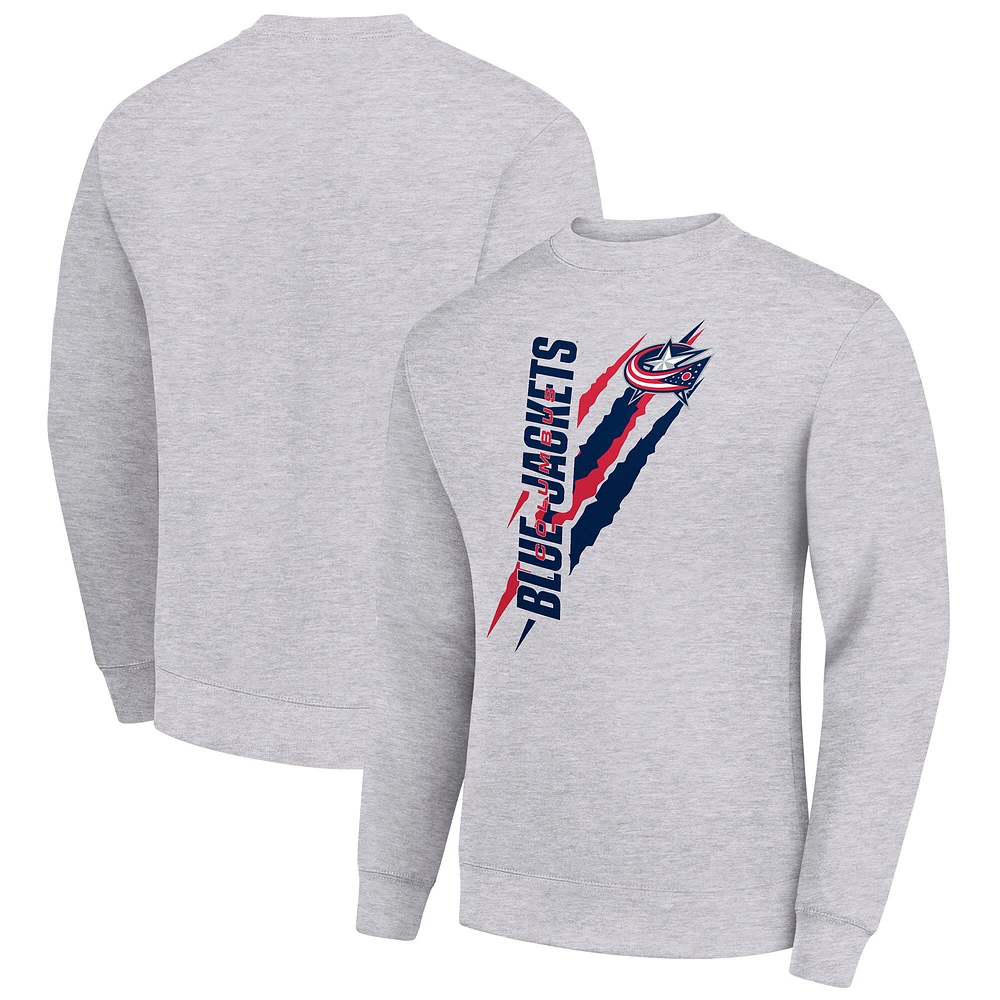 Men's Starter Heather Gray Columbus Blue Jackets Color Scratch Pullover Sweatshirt