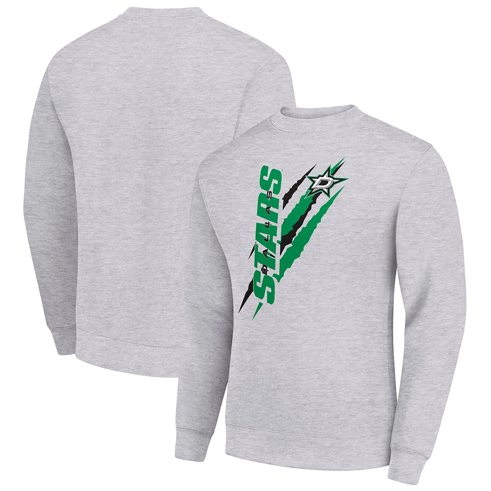 Men's Starter Heather Gray Dallas Stars Color Scratch Pullover Sweatshirt