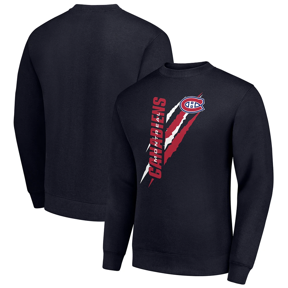 Men's Starter Navy Montreal Canadiens Color Scratch Pullover Sweatshirt
