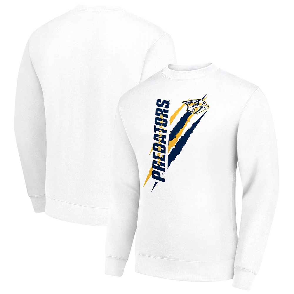 Men's Starter White Nashville Predators Color Scratch Pullover Sweatshirt