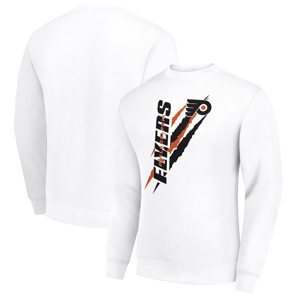 Men's Starter White Philadelphia Flyers Color Scratch Pullover Sweatshirt
