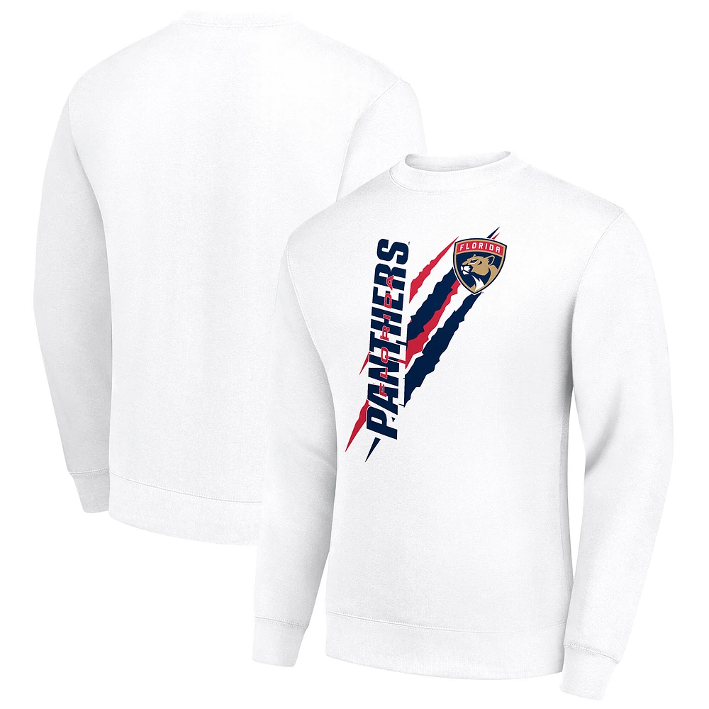 Men's Starter White Florida Panthers Color Scratch Pullover Sweatshirt