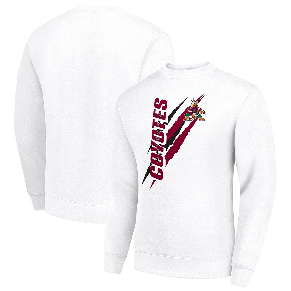 Men's Starter White Arizona Coyotes Color Scratch Pullover Sweatshirt