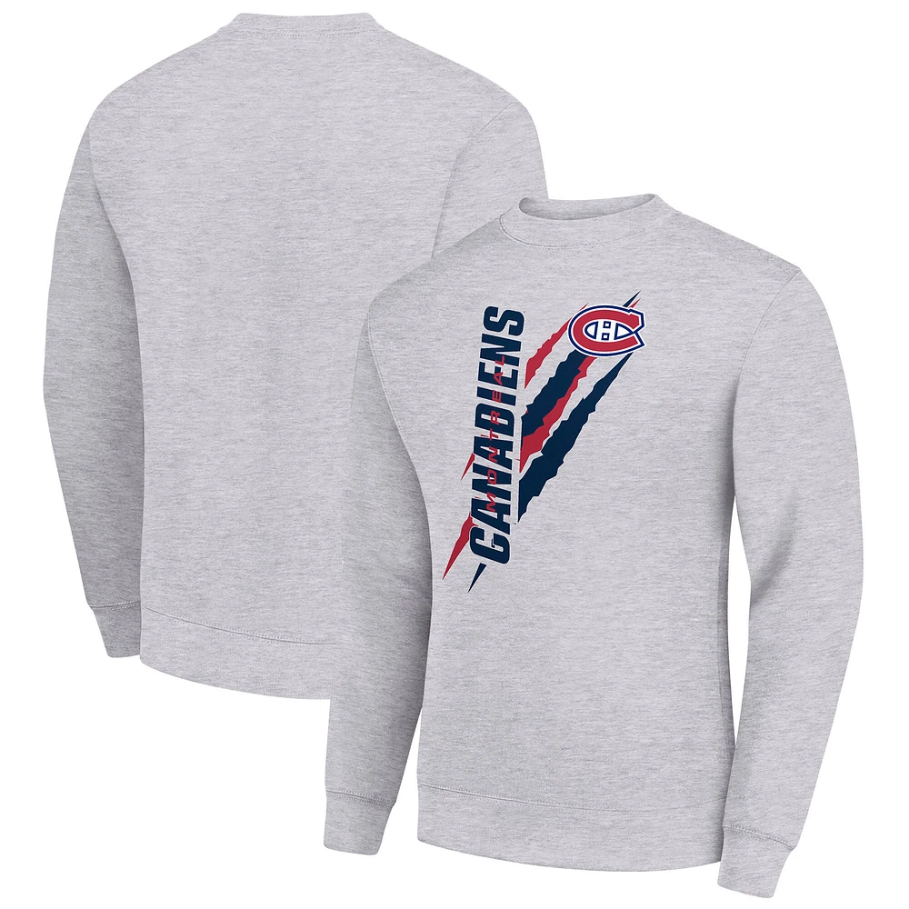 Men's Starter Heather Gray Montreal Canadiens Color Scratch Pullover Sweatshirt