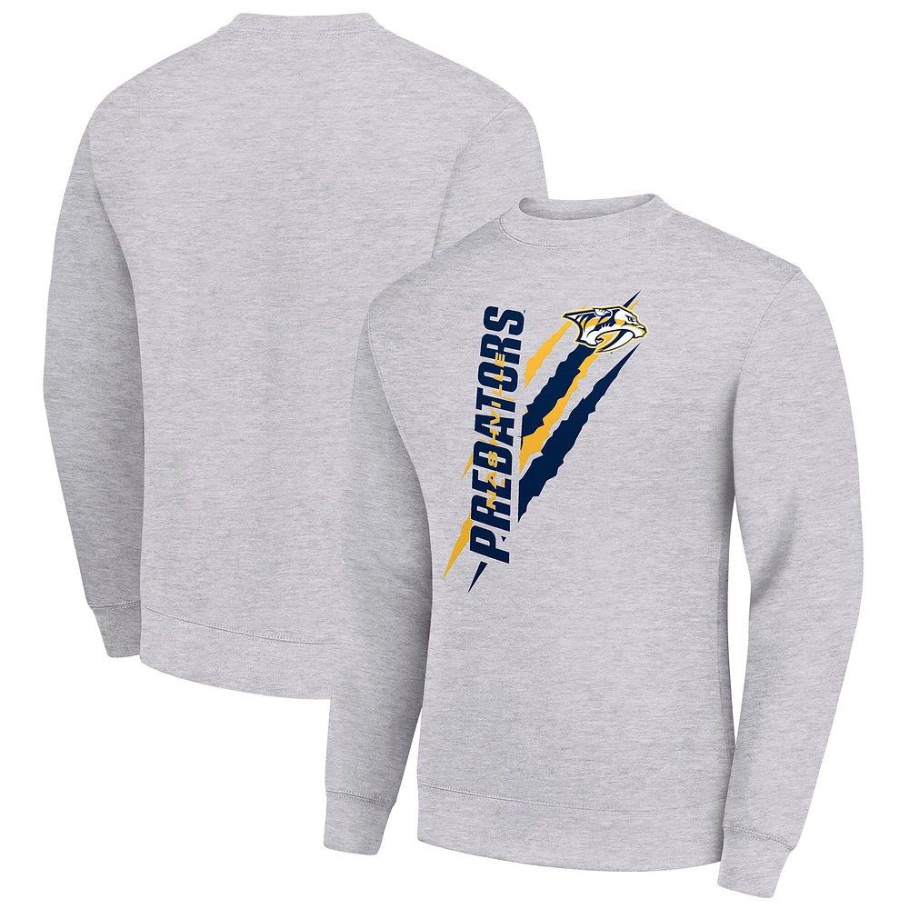 Men's Starter Heather Gray Nashville Predators Color Scratch Pullover Sweatshirt