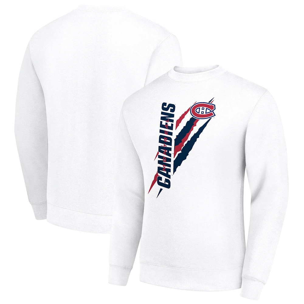Men's Starter White Montreal Canadiens Color Scratch Pullover Sweatshirt