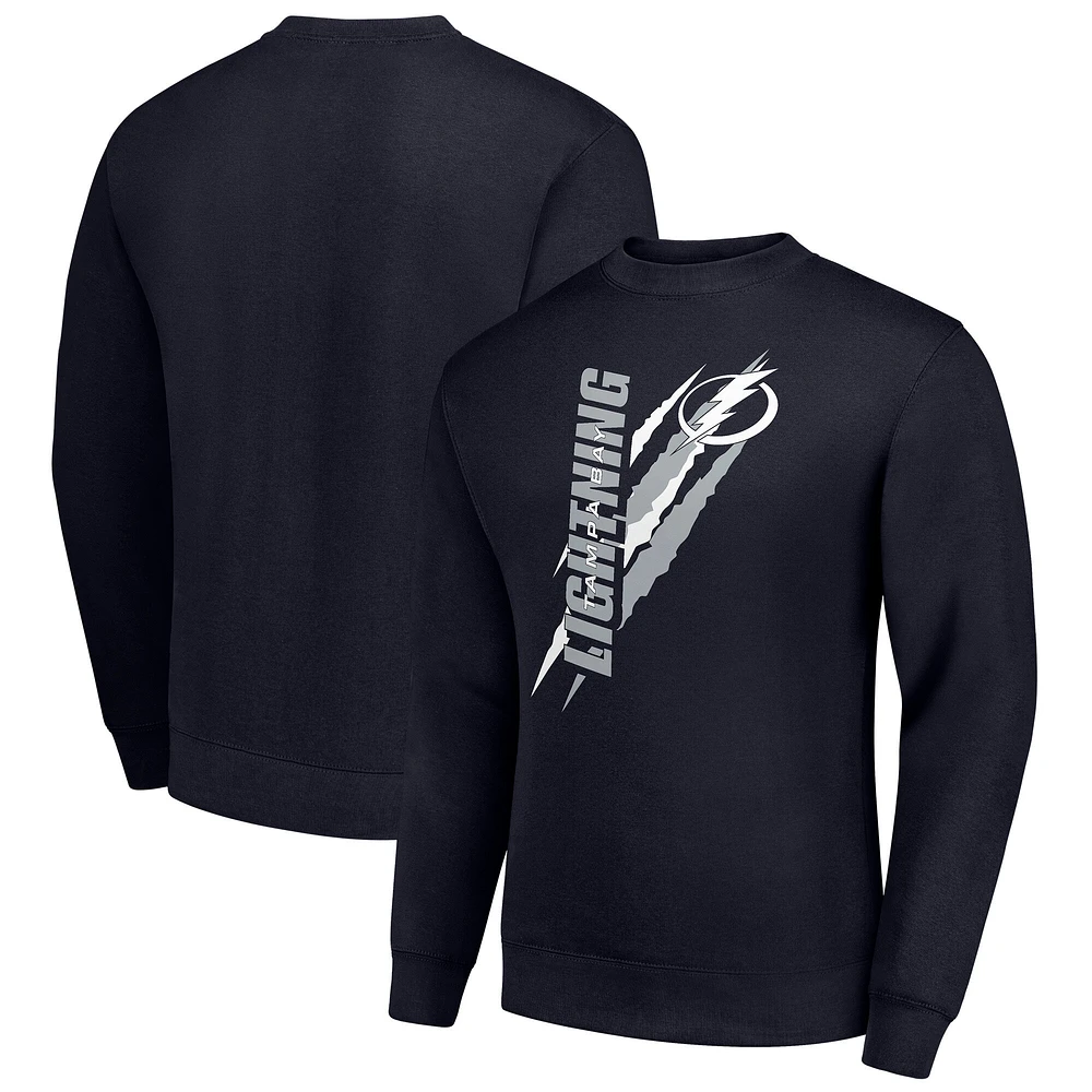 Men's Starter Navy Tampa Bay Lightning Color Scratch Pullover Sweatshirt