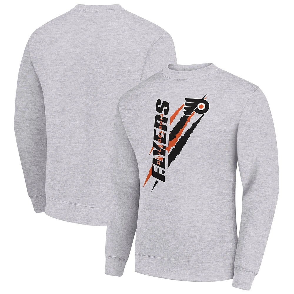 Men's Starter Heather Gray Philadelphia Flyers Color Scratch Pullover Sweatshirt