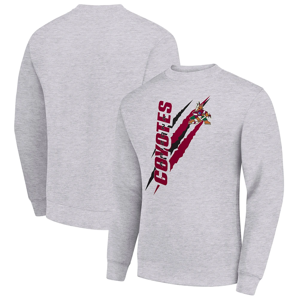 Men's Starter Heather Gray Arizona Coyotes Color Scratch Pullover Sweatshirt
