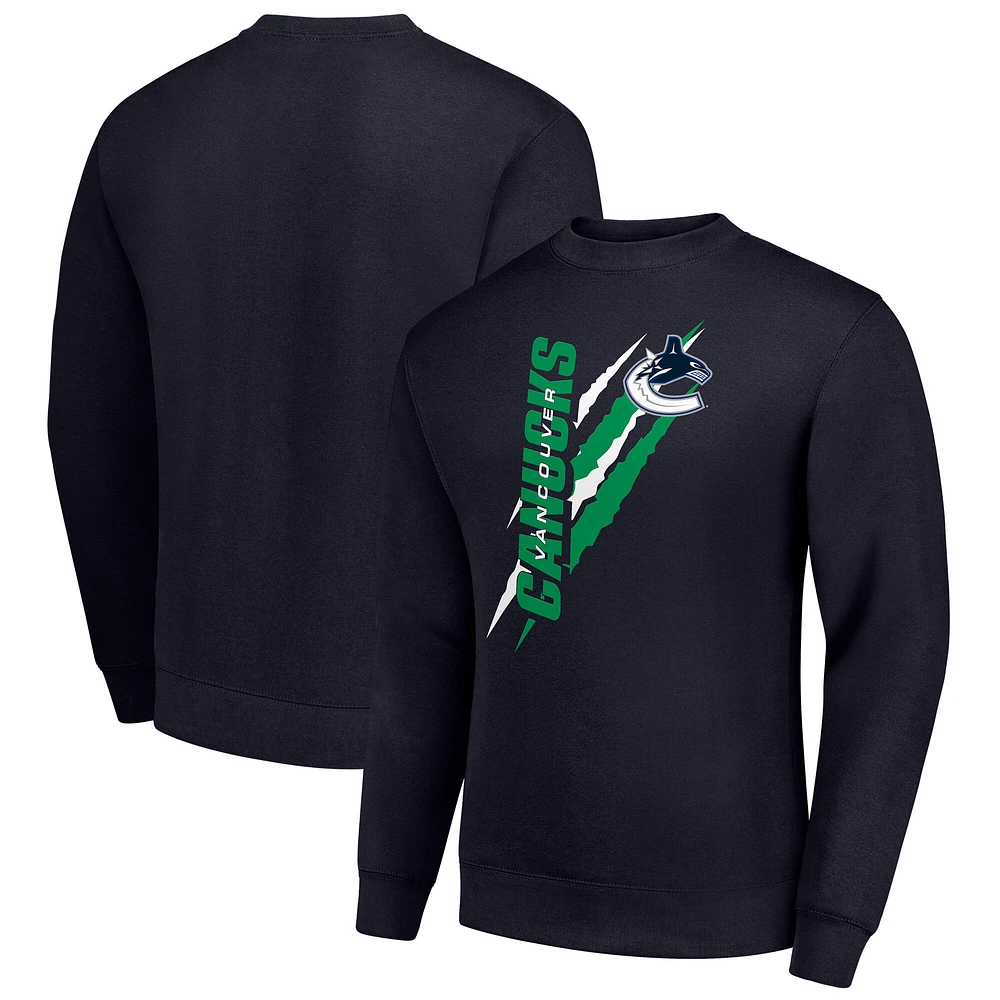 Men's Starter Navy Vancouver Canucks Color Scratch Pullover Sweatshirt