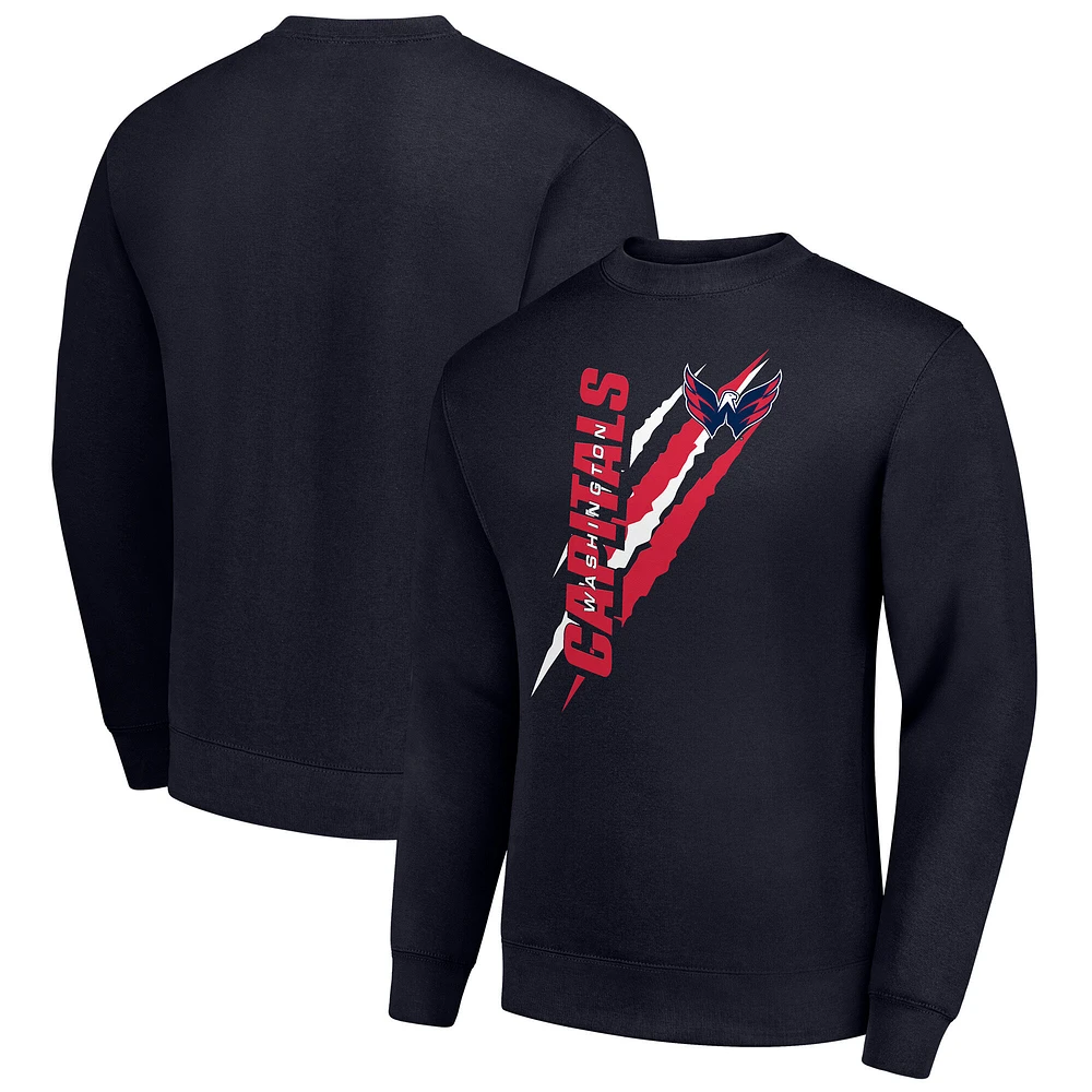 Men's Starter Navy Washington Capitals Color Scratch Pullover Sweatshirt