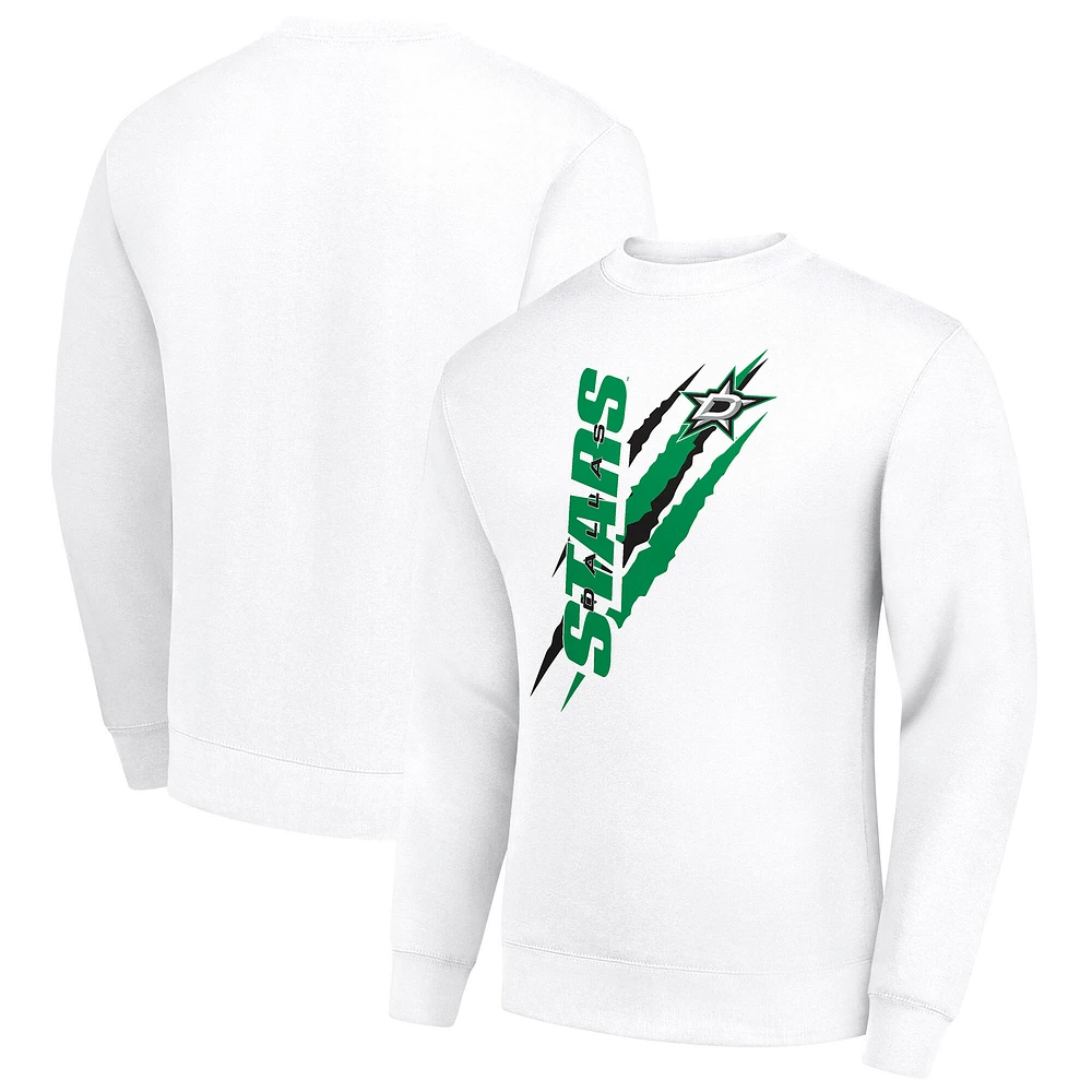 Men's Starter White Dallas Stars Color Scratch Pullover Sweatshirt