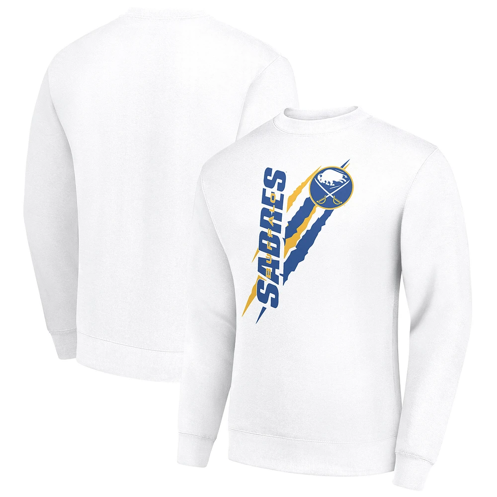 Men's Starter White Buffalo Sabres Color Scratch Pullover Sweatshirt