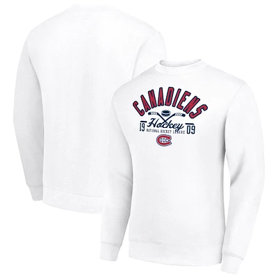 Men's Starter White Montreal Canadiens Stick And Puck Logo Fleece Pullover Sweatshirt