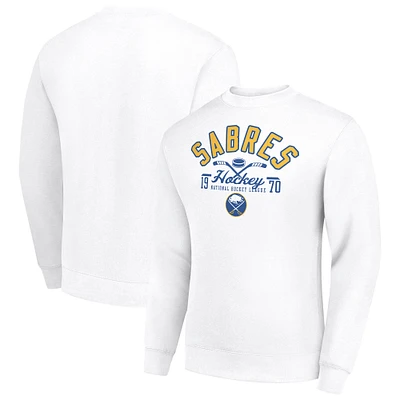 Men's Starter White Buffalo Sabres Stick And Puck Logo Fleece Pullover Sweatshirt