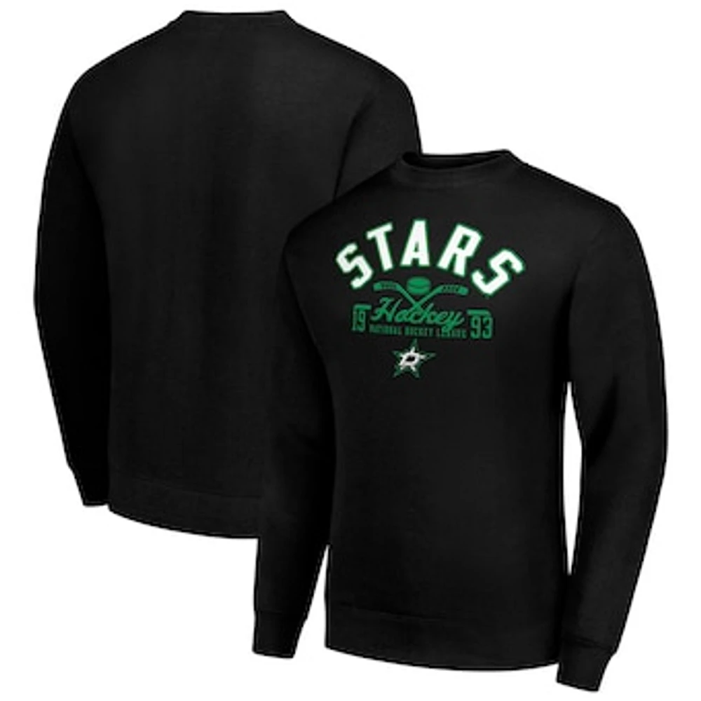 Men's Starter Dallas Stars Stick And Puck Logo Fleece Pullover Sweatshirt