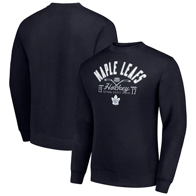Men's Starter Navy Toronto Maple Leafs Stick And Puck Logo Fleece Pullover Sweatshirt