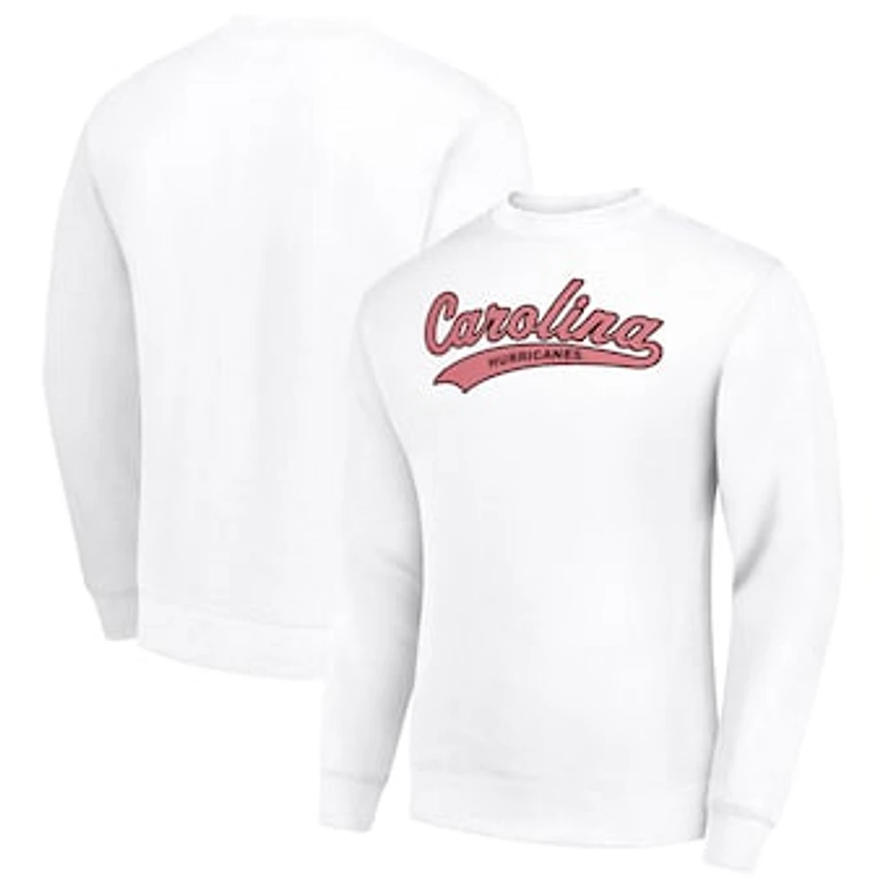 Men's Starter White Carolina Hurricanes Tailsweep City Pullover Sweatshirt