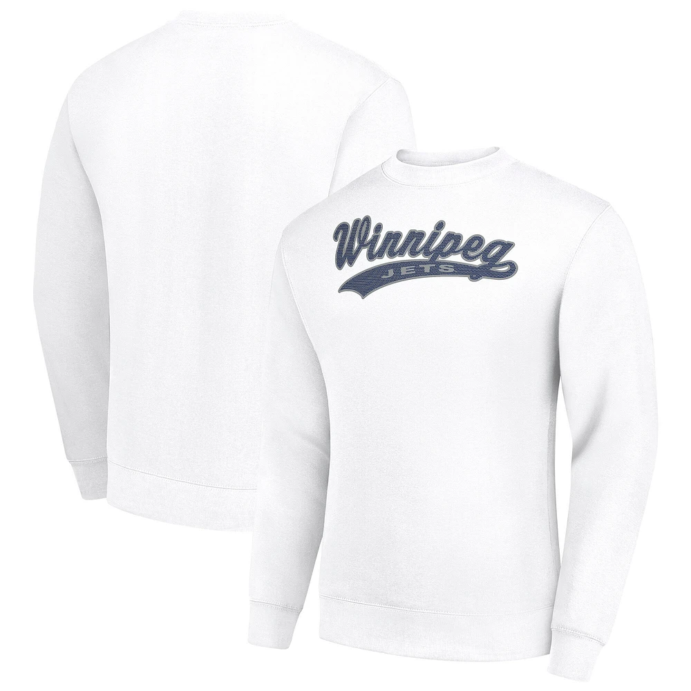 Men's Starter White Winnipeg Jets Tailsweep City Pullover Sweatshirt