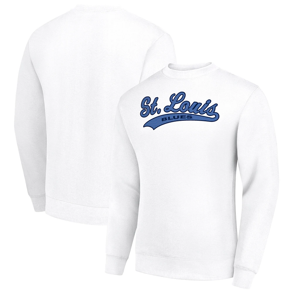 Men's Starter White St. Louis Blues Tailsweep City Pullover Sweatshirt