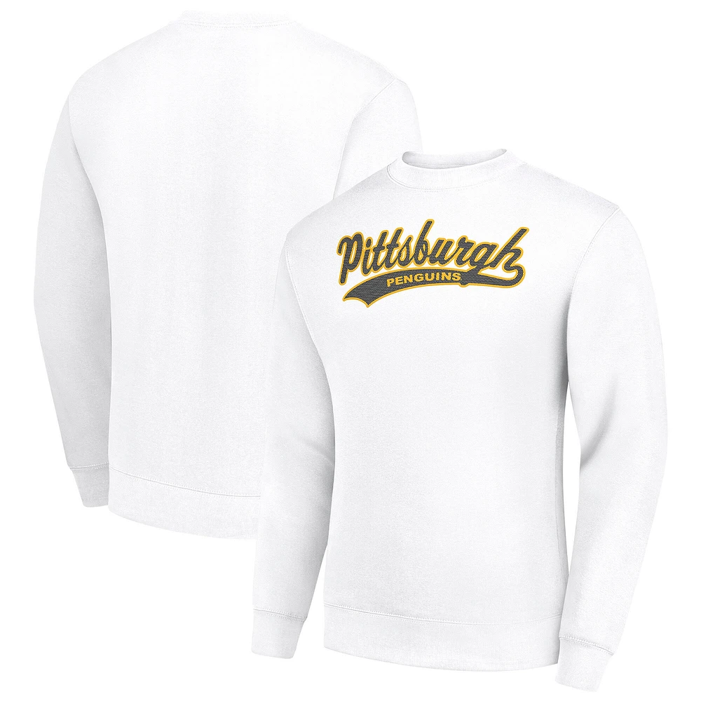 Men's Starter White Pittsburgh Penguins Tailsweep City Pullover Sweatshirt