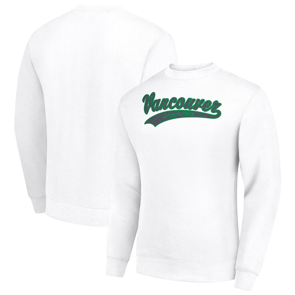 Men's Starter White Vancouver Canucks Tailsweep City Pullover Sweatshirt