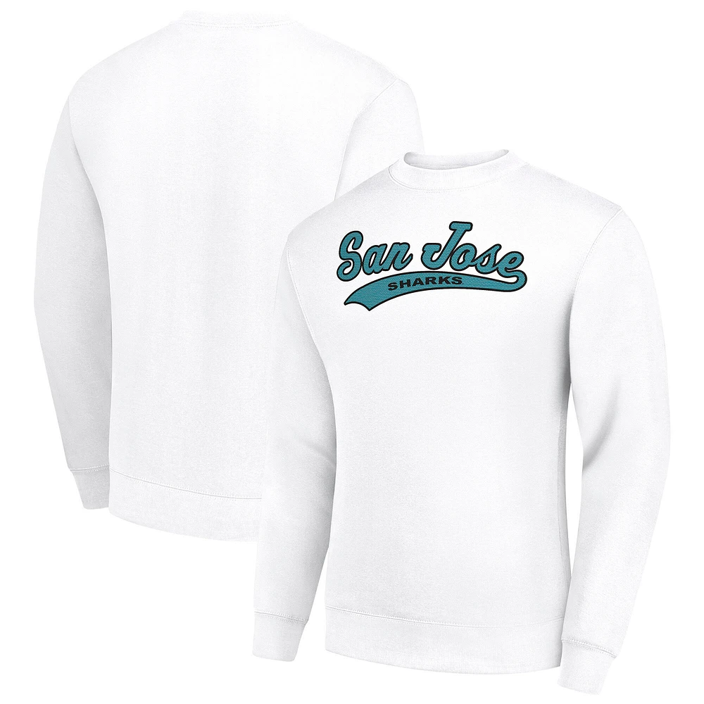 Men's Starter White San Jose Sharks Tailsweep City Pullover Sweatshirt