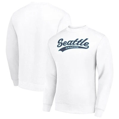 Men's Starter White Seattle Kraken Tailsweep City Pullover Sweatshirt