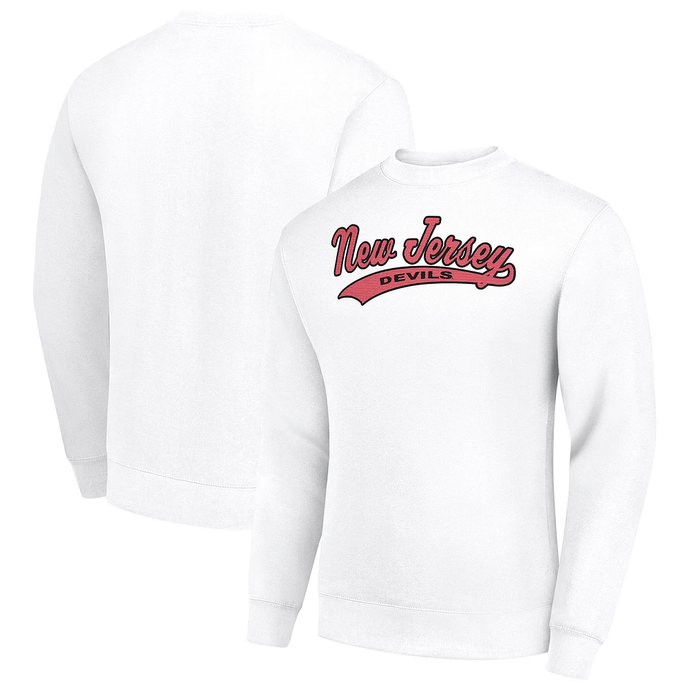 Men's Starter White New Jersey Devils Tailsweep City Pullover Sweatshirt