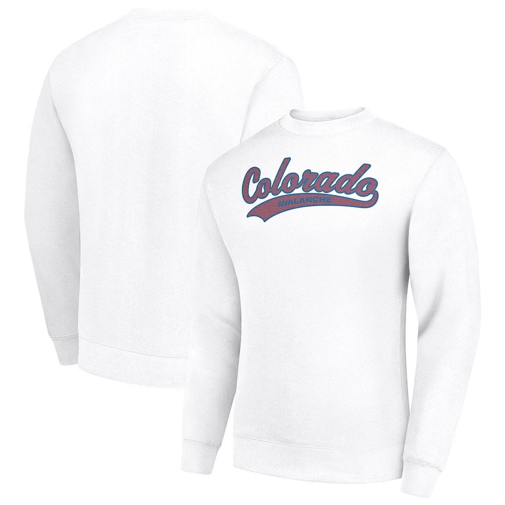 Men's Starter White Colorado Avalanche Tailsweep City Pullover Sweatshirt