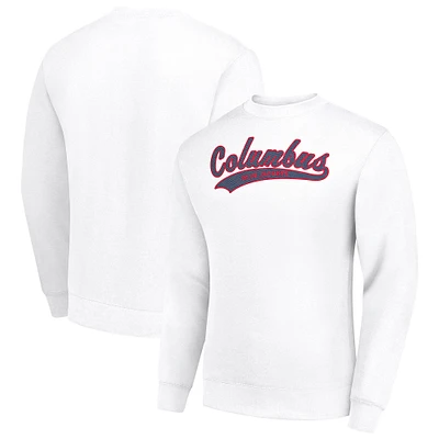 Men's Starter White Columbus Blue Jackets Tailsweep City Pullover Sweatshirt