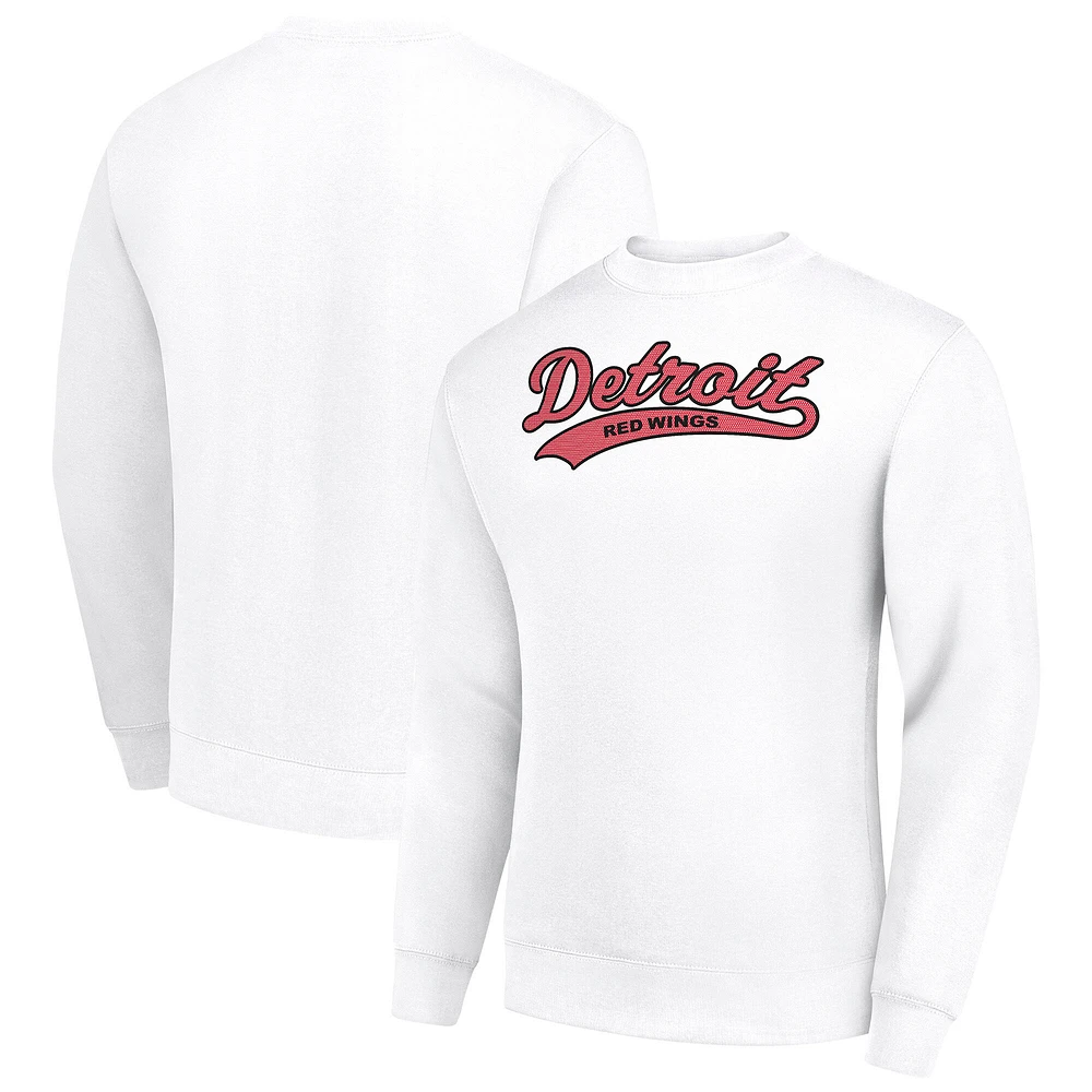 Men's Starter White Detroit Red Wings Tailsweep City Pullover Sweatshirt