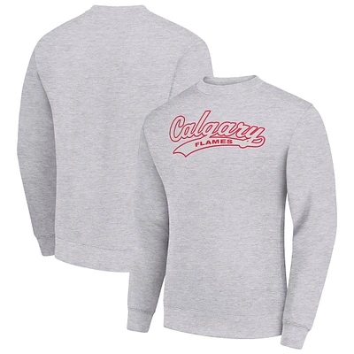 Men's Starter Heather Gray Calgary Flames Tailsweep City Pullover Sweatshirt