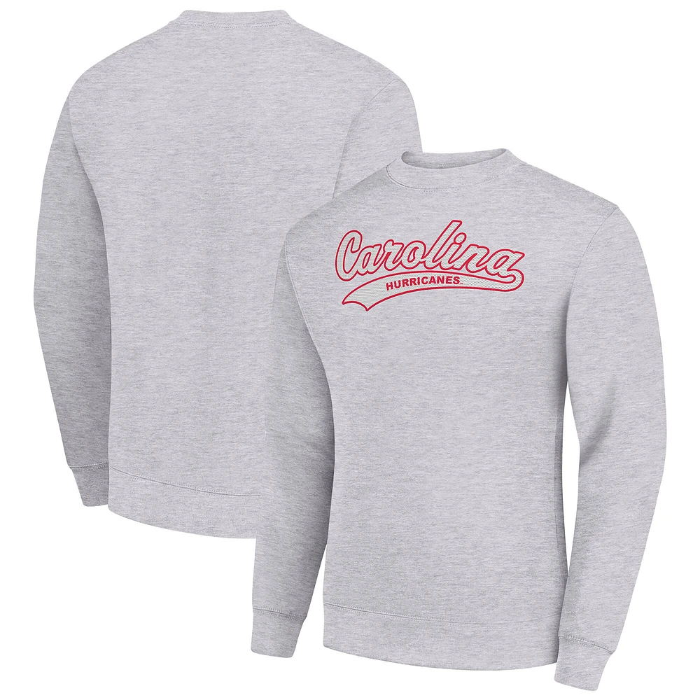 Men's Starter Heather Gray Carolina Hurricanes Tailsweep City Pullover Sweatshirt