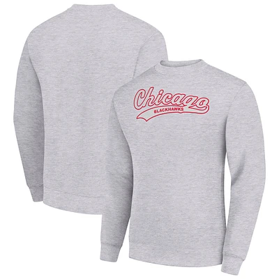 Men's Starter Heather Gray Chicago Blackhawks Tailsweep City Pullover Sweatshirt