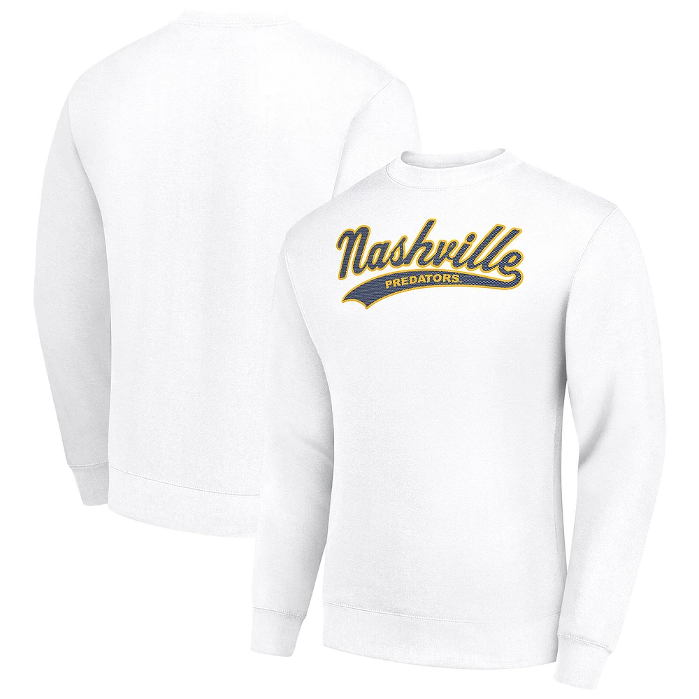 Men's Starter White Nashville Predators Tailsweep City Pullover Sweatshirt