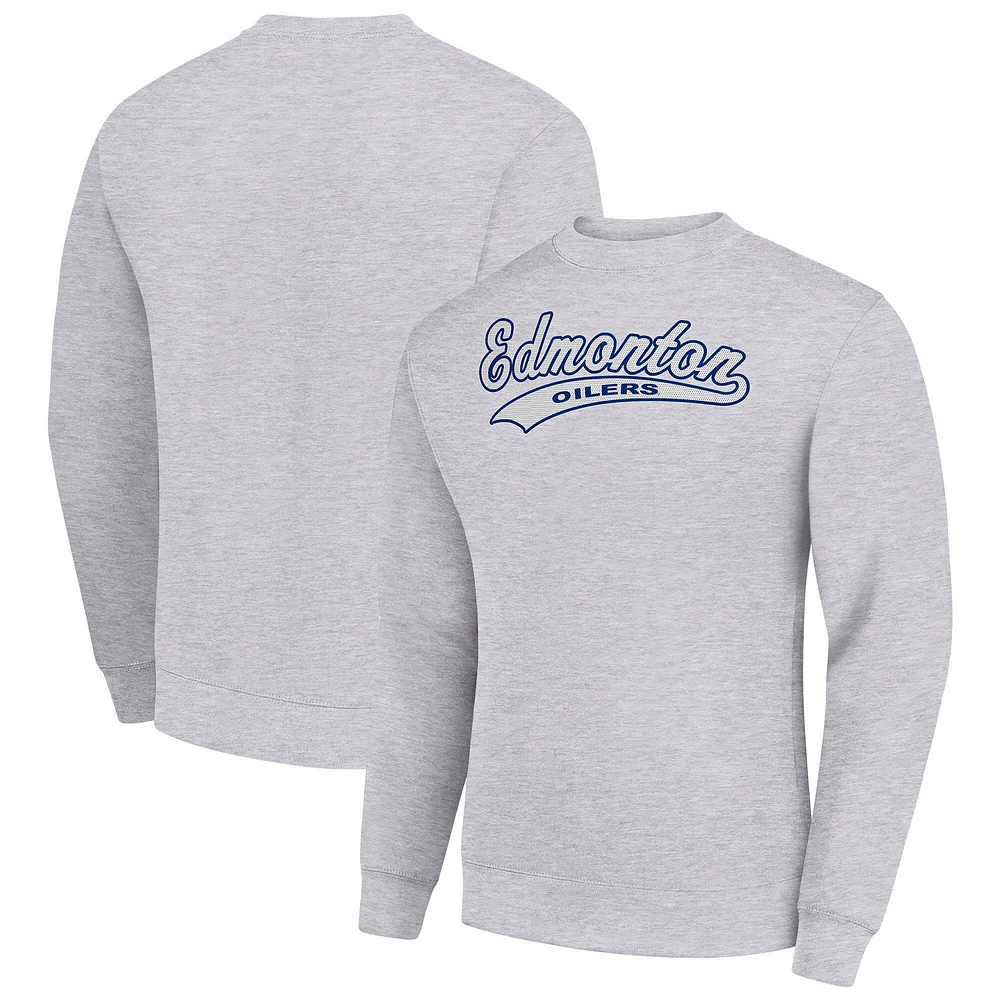 Men's Starter Heather Gray Edmonton Oilers Tailsweep City Pullover Sweatshirt