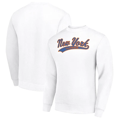 Men's Starter White New York Islanders Tailsweep City Pullover Sweatshirt