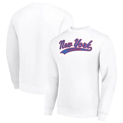 Men's Starter White New York Rangers Tailsweep City Pullover Sweatshirt