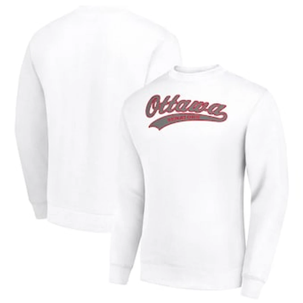 Men's Starter White Ottawa Senators Tailsweep City Pullover Sweatshirt